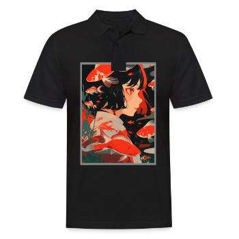 Vintage Japanisch Ästhetik Otaku Anime Girl - Männer Poloshirt - Schwarz - Vorne - Kai (181cm)