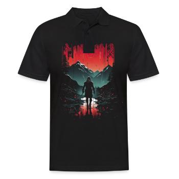 Viking Silhouette Scandinavia Viking - Men's Polo Shirt - black - Front - Kai (181cm)