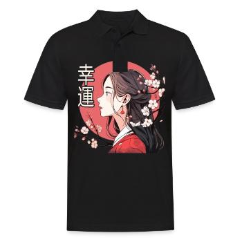 Vintage Japanisch Ästhetik Otaku Anime Girl - Männer Poloshirt - Schwarz - Vorne - Kai (181cm)