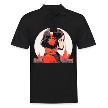 Vintage Japanisch Ästhetik Otaku Anime Girl - Männer Poloshirt - Schwarz - Vorne - Kai (181cm)