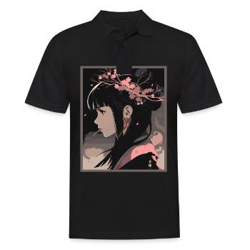 Vintage Japanisch Ästhetik Otaku Anime Girl - Männer Poloshirt - Schwarz - Vorne - Kai (181cm)