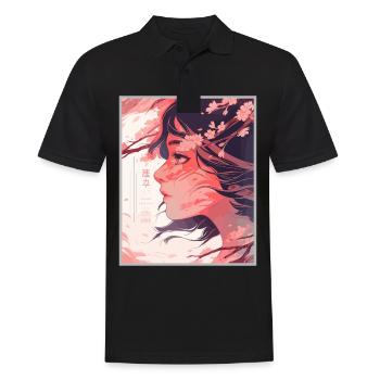 Vintage Japanisch Ästhetik Otaku Anime Girl - Männer Poloshirt - Schwarz - Vorne - Kai (181cm)