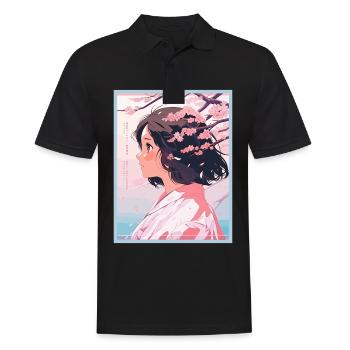 Vintage Japanisch Ästhetik Otaku Anime Girl - Männer Poloshirt - Schwarz - Vorne - Kai (181cm)