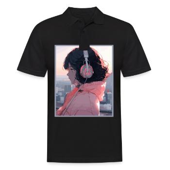 Vintage Japanisch Ästhetik Otaku Anime Girl - Männer Poloshirt - Schwarz - Vorne - Kai (181cm)