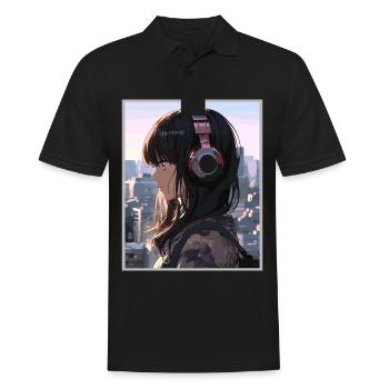 Vintage Japanisch Ästhetik Otaku Anime Girl - Männer Poloshirt - Schwarz - Vorne - Kai (181cm)