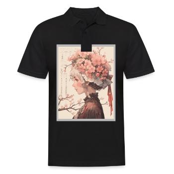 Vintage Japanisch Ästhetik Otaku Anime Girl - Männer Poloshirt - Schwarz - Vorne - Kai (181cm)