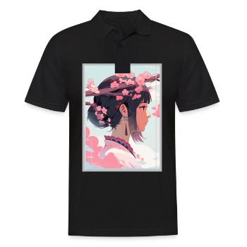 Vintage Japanisch Ästhetik Otaku Anime Girl - Männer Poloshirt - Schwarz - Vorne - Kai (181cm)
