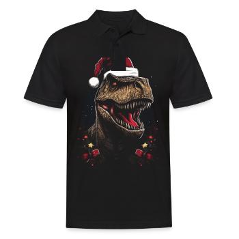 T-rex Noël Dino Festif - Polo Homme - noir - Devant - Kai (181cm)