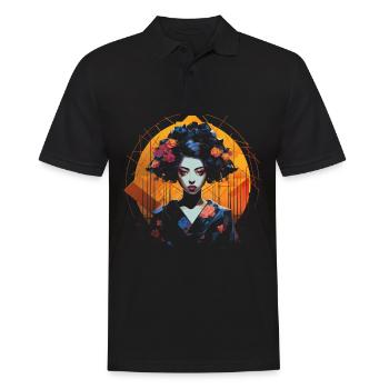 Geisha Manga Japon Art du samouraï - Polo Homme - noir - Devant - Kai (181cm)