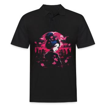 Geisha Manga Japon Art du samouraï - Polo Homme - noir - Devant - Kai (181cm)
