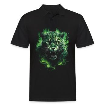 Fantasy, Green Jungle, Wildcat, Rainforest - Men's Polo Shirt - black - Front - Kai (181cm)