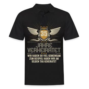 Wir haben viel gemeinsam 35.Hochzeitstag - Männer Poloshirt - Schwarz - Vorne - Kai (181cm)