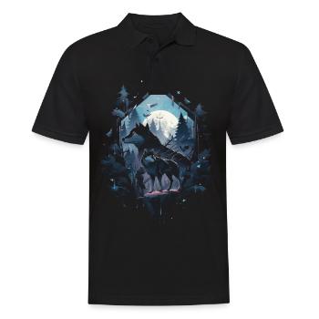 Majestätischer Wolf Wölfe - Männer Poloshirt - Schwarz - Vorne - Kai (181cm)