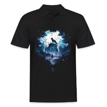 Majestic Wolf Wolves - Men's Polo Shirt - black - Front - Kai (181cm)
