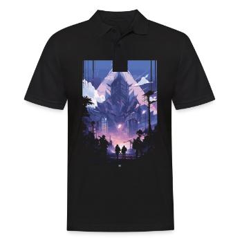 Cyberpunk Manga Kyoto Glitch - Polo Homme - noir - Devant - Kai (181cm)