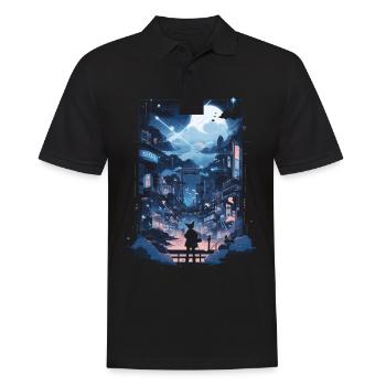 Cyberpunk Manga Kyoto Glitch - Polo Homme - noir - Devant - Kai (181cm)