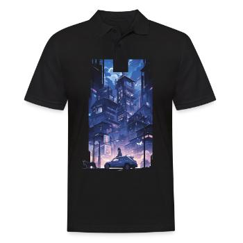Cyberpunk Manga Kyoto Glitch - Polo Homme - noir - Devant - Kai (181cm)