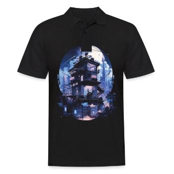 Cyberpunk Manga Kyoto Glitch - Polo Homme - noir - Devant - Kai (181cm)