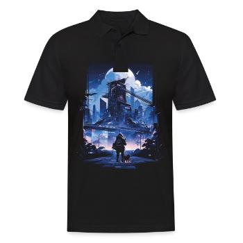 Cyberpunk Manga Kyoto Glitch - Polo Homme - noir - Devant - Kai (181cm)