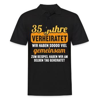 Wir haben viel gemeinsam 35.Hochzeitstag - Männer Poloshirt - Schwarz - Vorne - Kai (181cm)