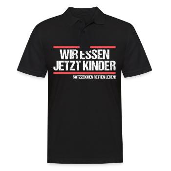 Wir essen jetzt Kinder Grammatik Deutschlehrer - Männer Poloshirt - Schwarz - Vorne - Kai (181cm)