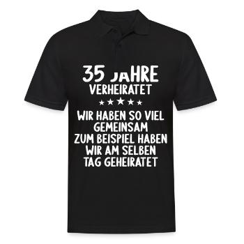 Wir haben viel gemeinsam 35.Hochzeitstag - Männer Poloshirt - Schwarz - Vorne - Kai (181cm)