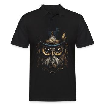 Steampunk Mechanische Eule Viktorianisch Vogel - Männer Poloshirt - Schwarz - Vorne - Kai (181cm)