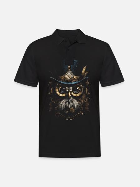 Steampunk Mechanische Eule Viktorianisch Vogel - Männer Poloshirt - Schwarz