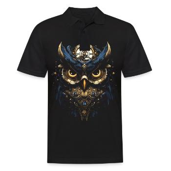 Steampunk Mechanische Eule Viktorianisch Vogel - Männer Poloshirt - Schwarz - Vorne - Kai (181cm)