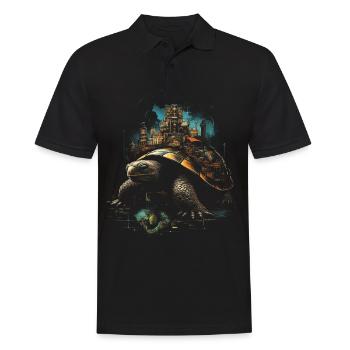 Steampunk Fantasy City Turtle - Men's Polo Shirt - black - Front - Kai (181cm)