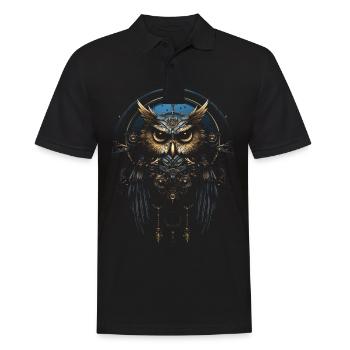 Steampunk Mechanische Eule Viktorianisch Vogel - Männer Poloshirt - Schwarz - Vorne - Kai (181cm)