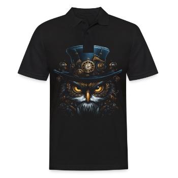 Steampunk Mechanische Eule Viktorianisch Vogel - Männer Poloshirt - Schwarz - Vorne - Kai (181cm)
