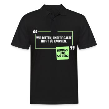 Wir bitten unsere Gäste nicht zu rauchen Witz - Männer Poloshirt - Schwarz - Vorne - Kai (181cm)
