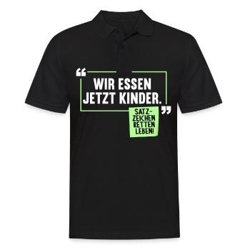 Wir essen jetzt Kinder Grammatik Deutschlehrer - Männer Poloshirt - Schwarz - Vorne - Kai (181cm)