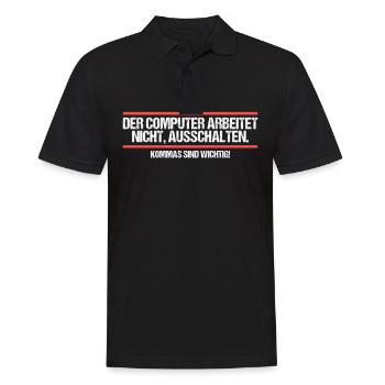 Lustiger Komma Satzzeichen Spruch Deutschlehrer - Männer Poloshirt - Schwarz - Vorne - Kai (181cm)