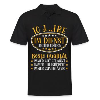 10 Jahre im Dienst 10 Jähriges Dienstjubiläum - Männer Poloshirt - Schwarz - Vorne - Kai (181cm)