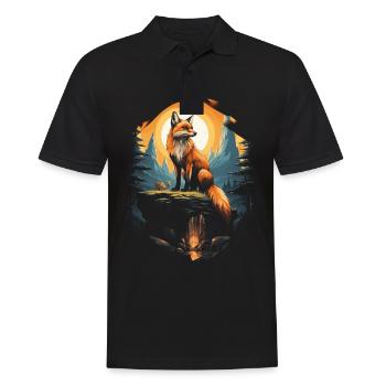 Paysage de renard Amoureux du renard - Polo Homme - noir - Devant - Kai (181cm)