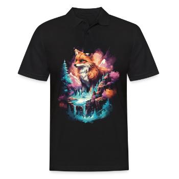 Fox Foxes Fantasy Illustration - Men's Polo Shirt - black - Front - Kai (181cm)