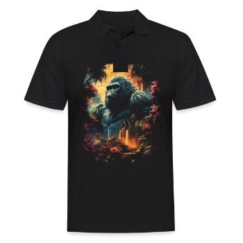 Gorilla Kunstwerk Natur Tier - Männer Poloshirt - Schwarz - Vorne - Kai (181cm)