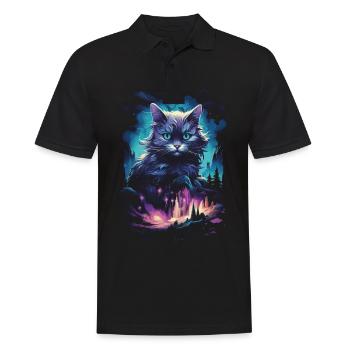 Artwork Cat Kitten Fantasy Fairy Tale - Men's Polo Shirt - black - Front - Kai (181cm)