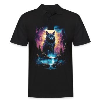 Artwork Cat Kitten Fantasy Fairy Tale - Men's Polo Shirt - black - Front - Kai (181cm)