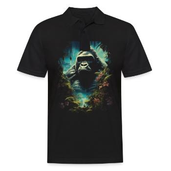 Gorilla Kunstwerk Natur Tier - Männer Poloshirt - Schwarz - Vorne - Kai (181cm)