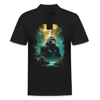 Gorilla Wildnis Primat Natur Affe - Männer Poloshirt - Schwarz - Vorne - Kai (181cm)