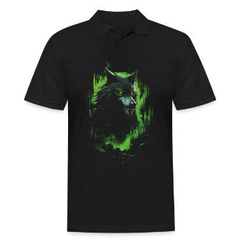 Fantasy Wolf Horror Wald - Männer Poloshirt - Schwarz - Vorne - Kai (181cm)