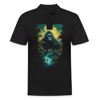 Gorilla Kunstwerk Natur Tier - Männer Poloshirt - Schwarz - Vorne - Kai (181cm)