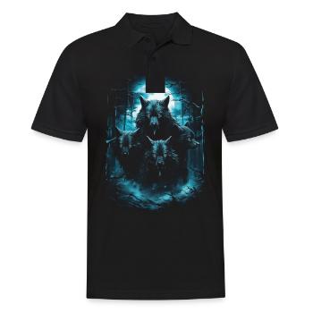 Fantasy Wolves Wolf Moonlight Illustration - Men's Polo Shirt - black - Front - Kai (181cm)