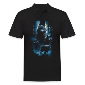 Dark Art Wolf Forest Mythical - Men's Polo Shirt - black - Front - Kai (181cm)