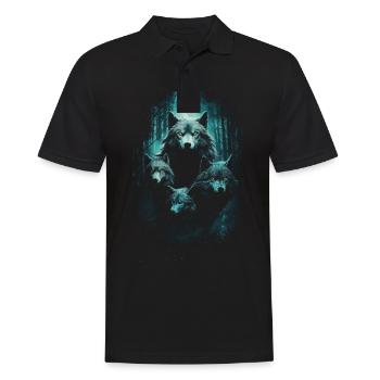 Fantasy Wolves Wolf Moonlight Illustration - Men's Polo Shirt - black - Front - Kai (181cm)