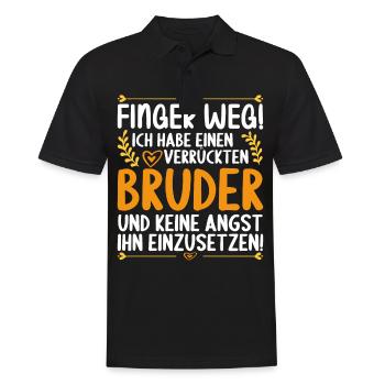 Finger weg ich habe einen verrückten Bruder - Männer Poloshirt - Schwarz - Vorne - Kai (181cm)