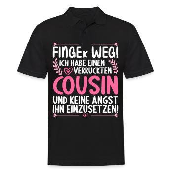 Finger weg ich habe einen verrückten Cousin - Männer Poloshirt - Schwarz - Vorne - Kai (181cm)
